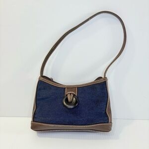 Vintage Charter Club Denim and Brown Mini Shoulder Bag Micro Purse Y2K